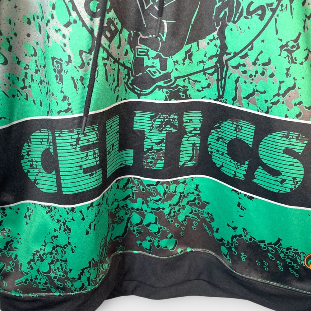 FISLL Celtics Short Sleeve Hoodie XL Boston NBA Short Sleeve Pockets Green NEW - Picture 6 of 15